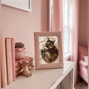 🩷🤍 Vintage Breaux Arts 4"x6"  Fabric Pink Polka Dot Pink Picture Frame 🤍🩷